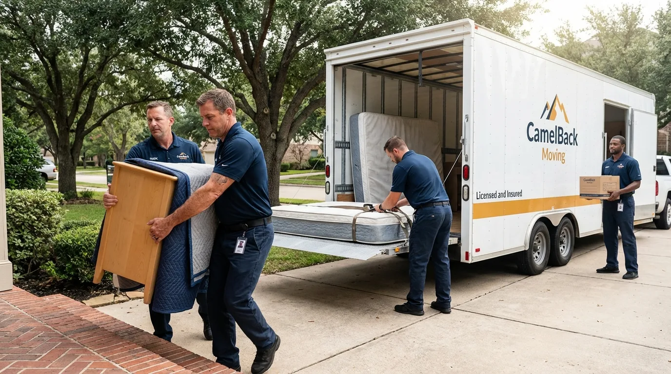 Crew loading residential truck for cross-state move from Oglethorpe, GA